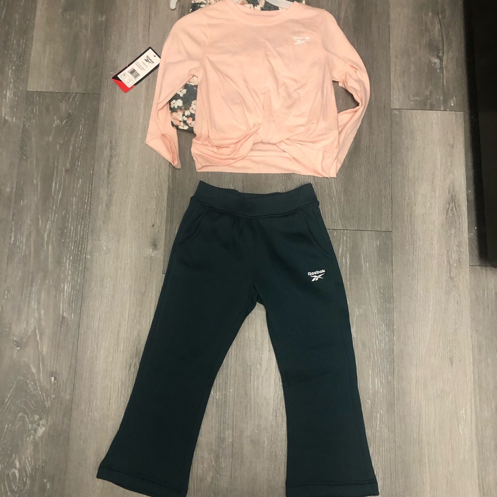 Reebok Kids' Pink and Dark Green Jogger Set